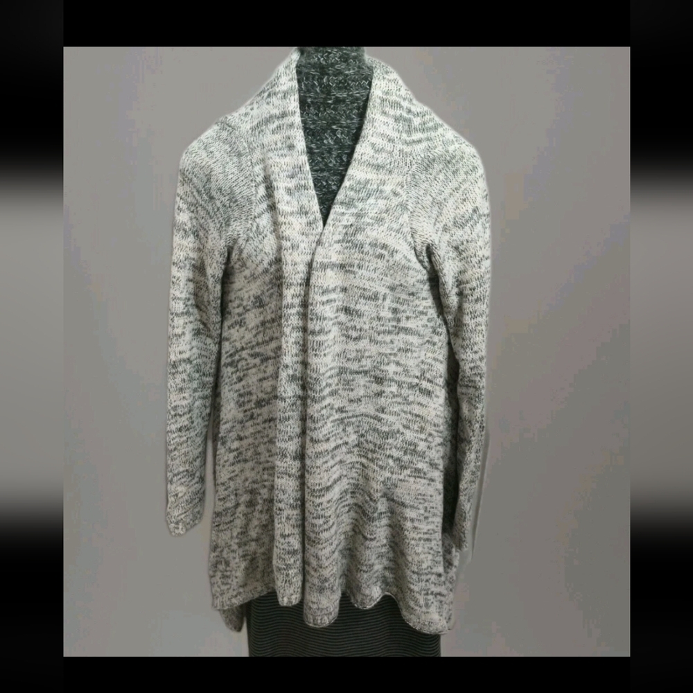 Roxy waterfall tunic beige tan brown black knit sweater size small